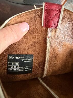 Ariat Brown Leather Women’s Boot with Red Accent and Cream Trim